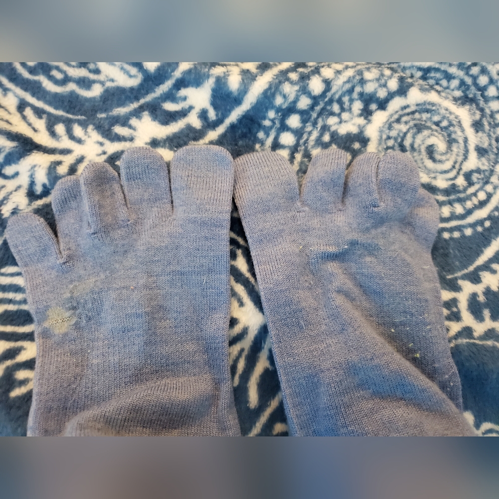 Injinji Toesocks Wool Blue Outdoor Mens Size Large Mini Crew (small wear spot)